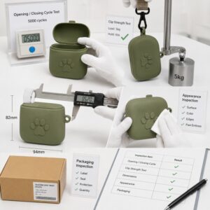 Silicone dog treat pouch quality inspection