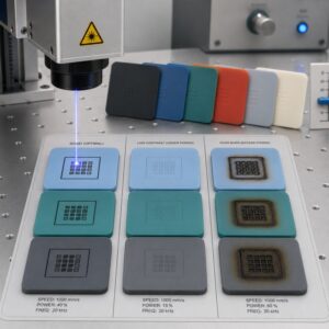 Silicone laser marking sample and contrast test