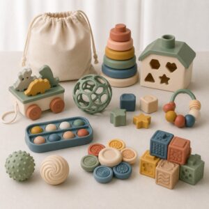 Silicone Montessori toy set combination
