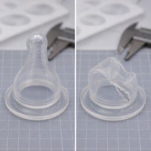 Silicone pacifier nipple collapse and tear comparison
