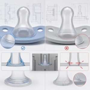 Silicone pacifier nipple root tear prevention design
