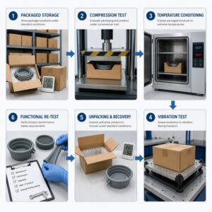 Silicone product packaging storage compression and recovery testing
