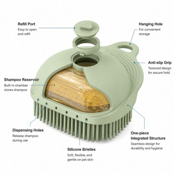 Silicone pet bath brush structure design