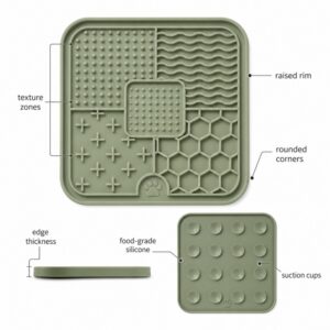 Silicone pet lick mat structure design