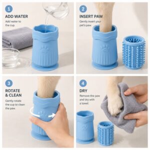Silicone pet paw cleaner use process