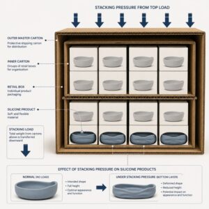 Silicone product deformation caused by carton stacking pressure