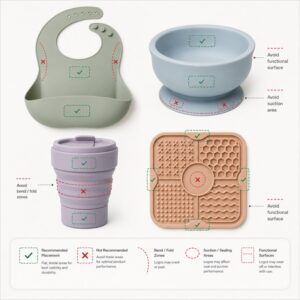 Custom silicone product logo placement design review