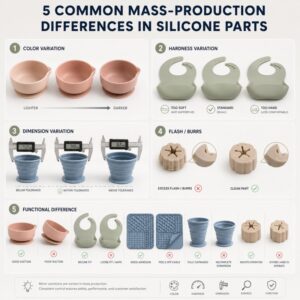 Silicone mass production color hardness dimension and flash differences