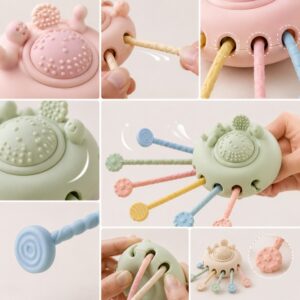 Silicone pull string teether toy material details