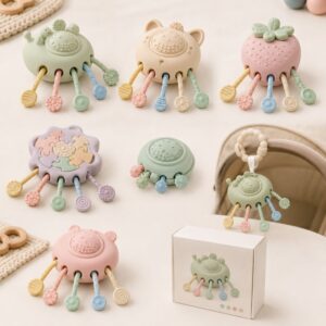Silicone pull string teether toy product types