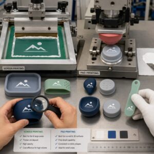 Silicone screen printing and pad printing process
