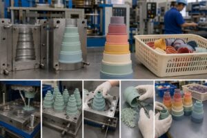 Silicone stacking cups mold and manufacturing process