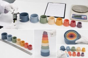 Silicone stacking cups size fit and quality inspection