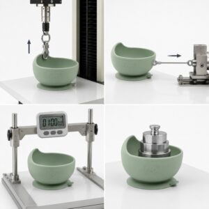 Silicone suction bowl pull and sliding performance testing