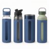Silicone water bottle sleeve front and side view