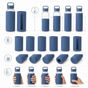 Silicone water bottle sleeve structure and grip options