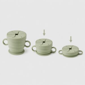 Collapsible silicone snack cup folding structure