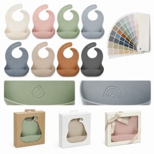 Custom colors logos and packaging for silicone baby bibs