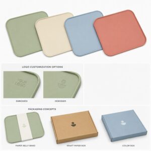 Custom colors logos and packaging for silicone baby placemats