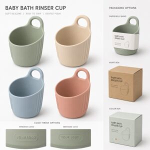 Custom colors logos and packaging for silicone bath rinse cups