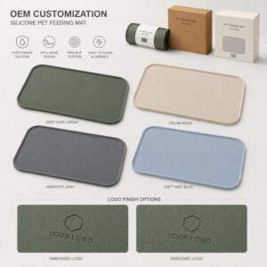 Custom colors logos and packaging for silicone pet feeding mats
