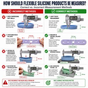 Flexible silicone product dimensional measurement method
