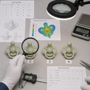 LSR pacifier air trap and filling quality inspection