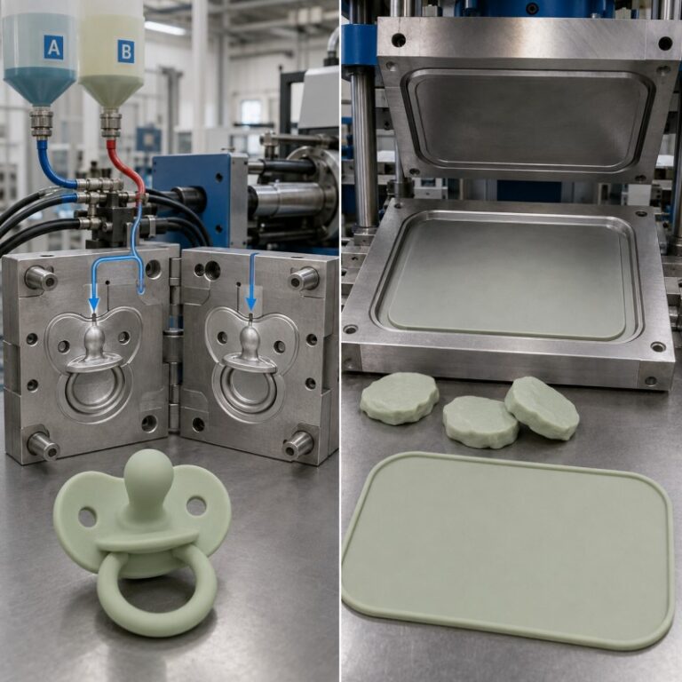 LSR injection molding vs silicone compression molding