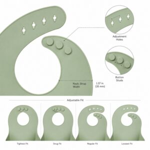 Adjustable neck closure for silicone baby bib