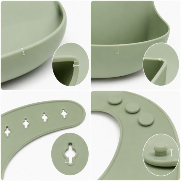 Silicone baby bib edge and wall thickness details