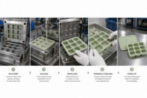 Silicone baby food freezer tray mold and manufacturing process