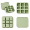 Silicone baby food freezer tray top side and bottom views