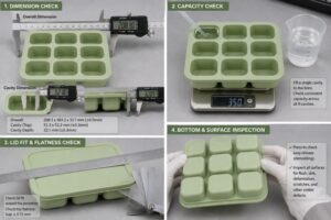 Silicone baby food freezer tray capacity and quality inspection