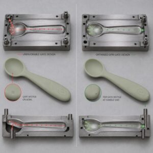 Silicone baby spoon gate location comparison