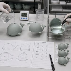 Silicone bath toy drainage cleaning and drying test