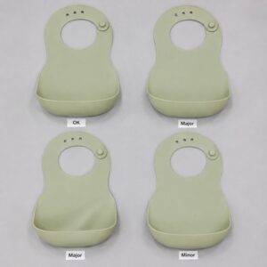Silicone bib critical major and minor defect inspection