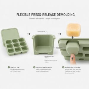 Silicone freezer tray easy release cavity structure
