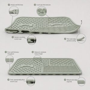 Silicone lick mat warping and curling causes