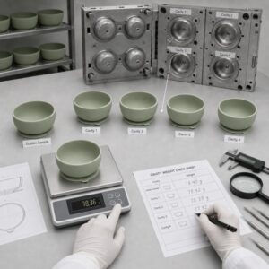 Silicone mold cavity weight consistency inspection