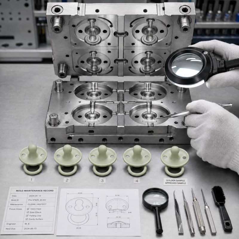 Silicone mold maintenance for repeat production orders