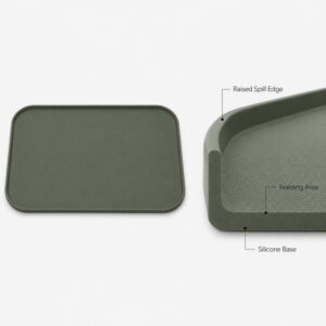 Silicone pet feeding mat raised spill edge design