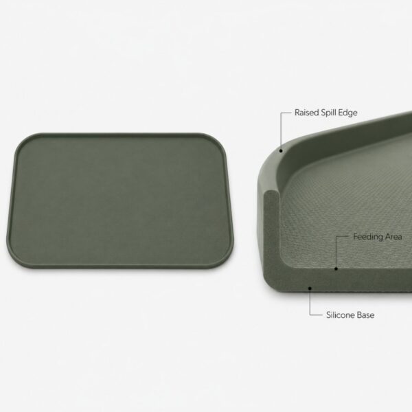 Silicone pet feeding mat raised spill edge design