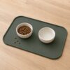 Silicone pet feeding mat for two pet bowls