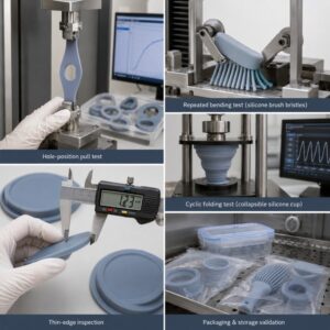 Silicone product pull flex and tear resistance testing