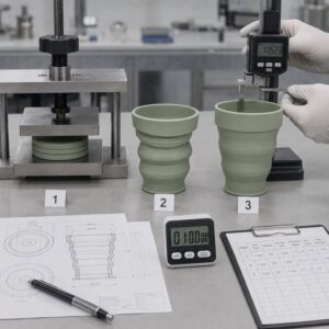 Silicone product compression and shape recovery test
