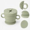 Silicone snack cup dual handles and stable base