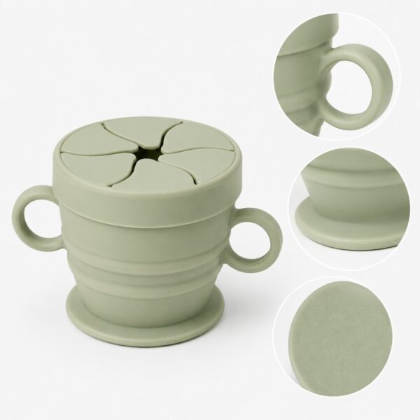 Silicone snack cup dual handles and stable base