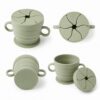 Silicone snack cup front side top and bottom views