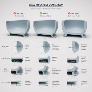 Silicone suction bowl wall thickness comparison