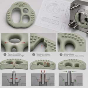 Silicone teether undercut and demolding risk areas